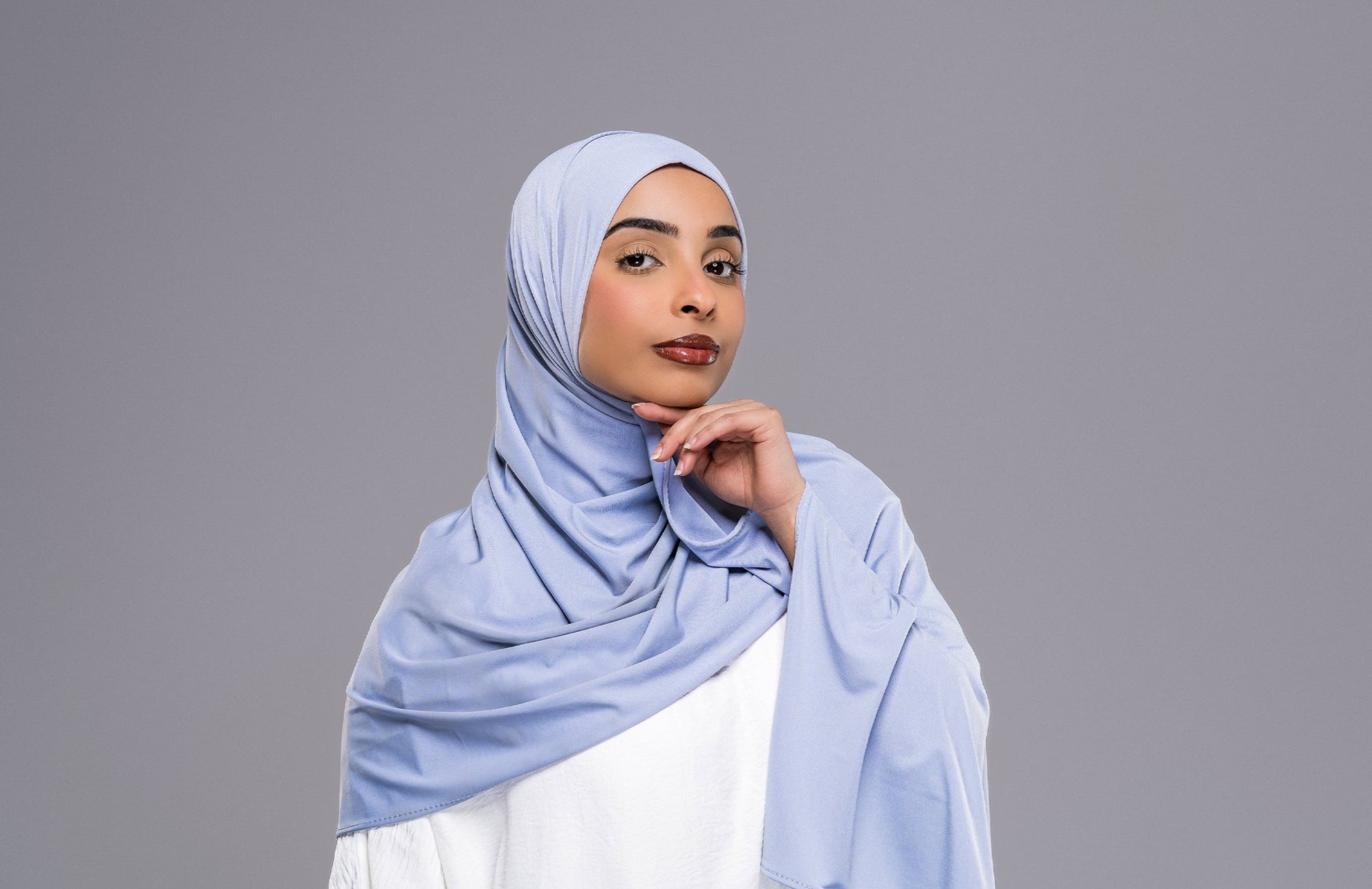 Premium Jersey Schal in Nebelblau - Zaytouna