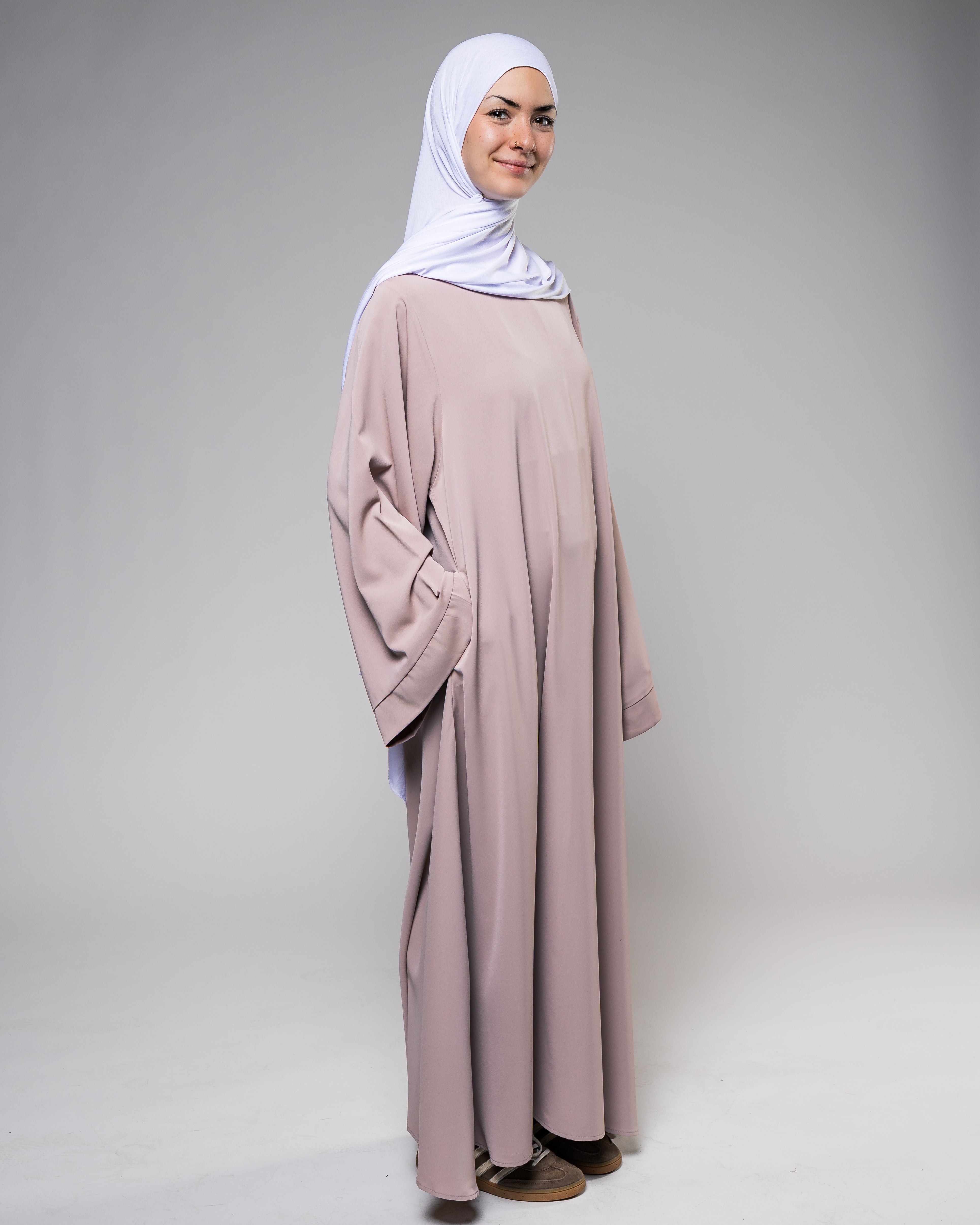 Soft Flow Abaya in Dusty Rose - Zaytouna